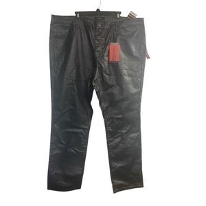 ETHANOL Men’s Jean Style Pants Size 48 ‎ Measures Smaller Black Leather Look New